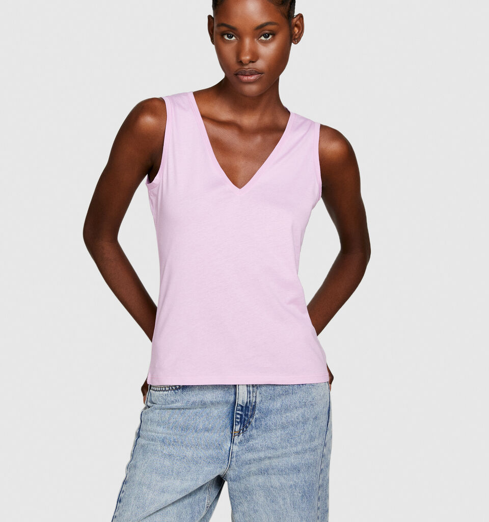 Tank top in 100% cotton - women's tops - Soft Pink | Sisley image number 4